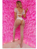 Jacquard Mesh Dress with Stockings - One Piece Nightwear Set