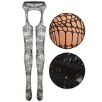 Jacquard Fishnet Pantyhose with Garter - Plus Size Tights