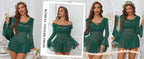 Romantic Ruffles Off-Shoulder Babydoll - Long Sleeve Nightgown