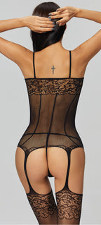 Plus Size Mesh Bodysuit Set - Full Body Design