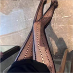 Vertical Striped Fishnet Stockings - High Waist Slim Fit Pantyhose
