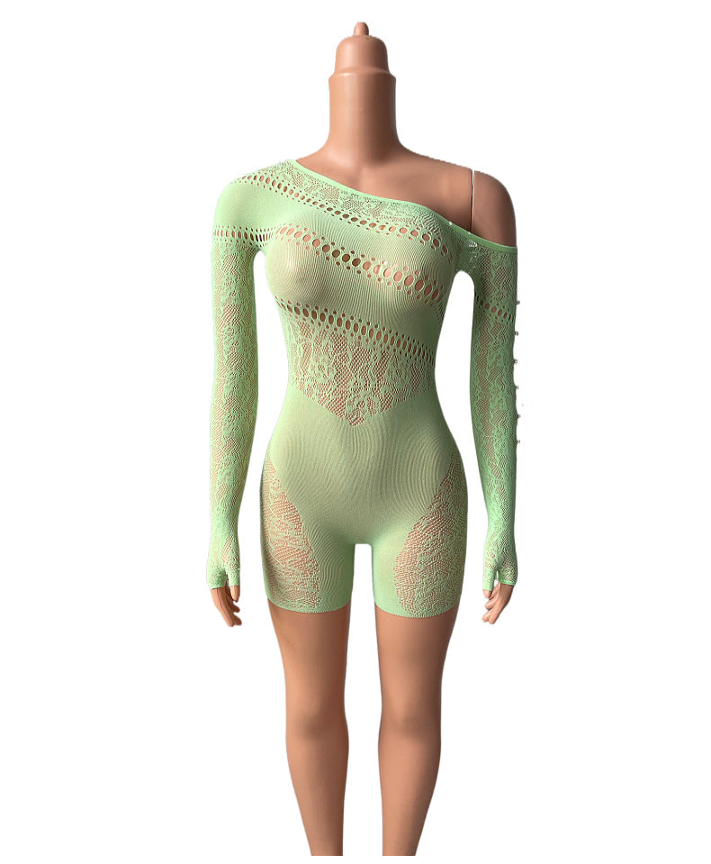 Off-Shoulder Mesh Nightdress - Fashion Sleepwear