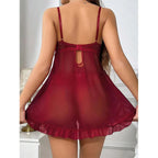 Moonlight Whisper Lace Nightgown - Sheer Tulle Set