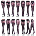 Plus Size Hollow Out Garter Pantyhose - Jacquard Fishnet Design