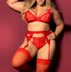Scarlet Temptation Lace Babydoll - Garter Belt Set