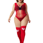 Festive Plus Size Christmas Mesh Set - Holiday Lingerie