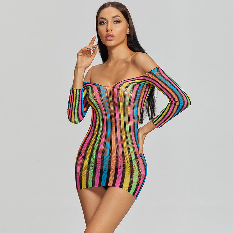 Bodycon Mesh Nightdress - One-Piece Sleepwear