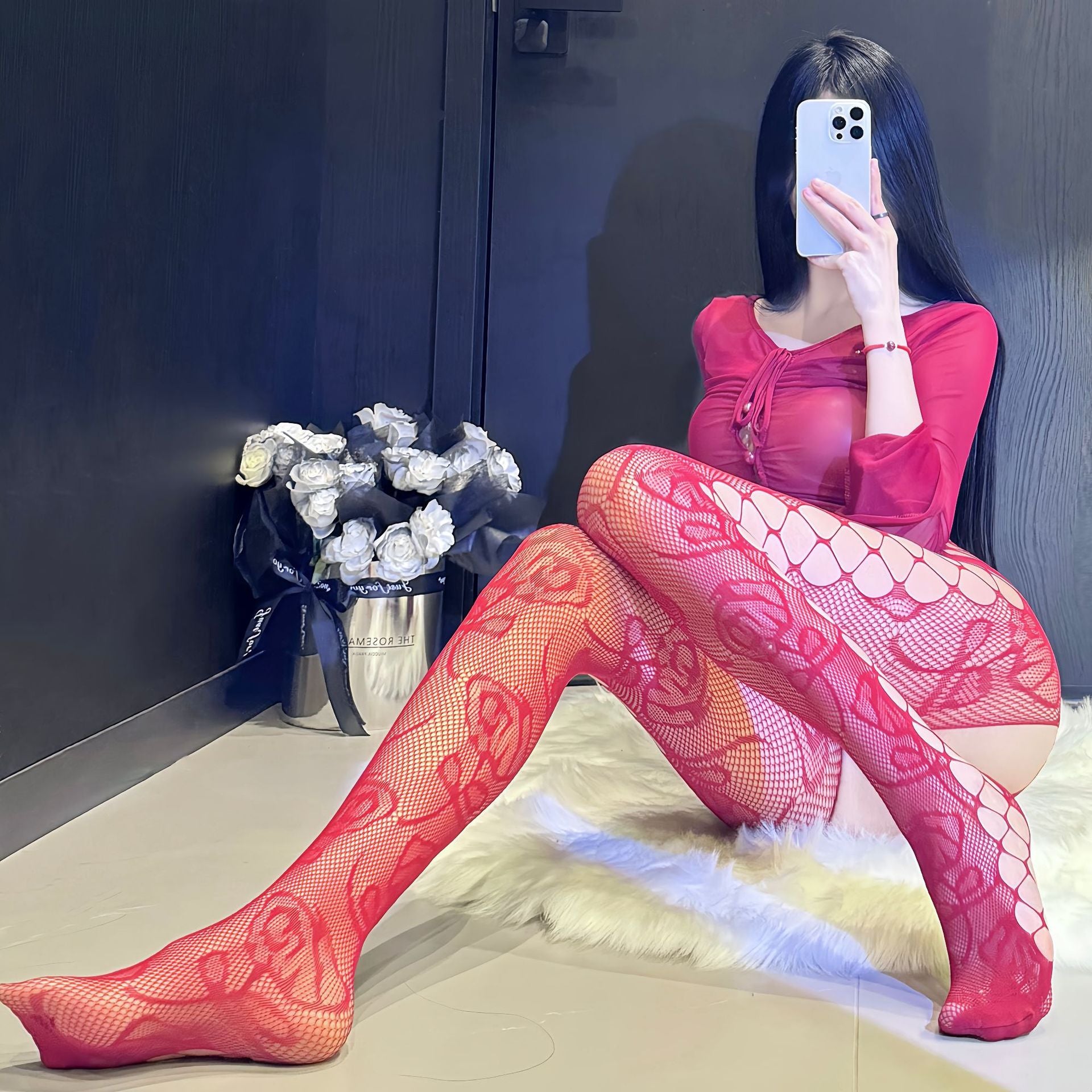 Lace Stockings Set - Garter Style Hosiery