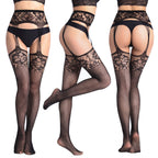 Garter Fishnet Stockings - Jacquard Pattern