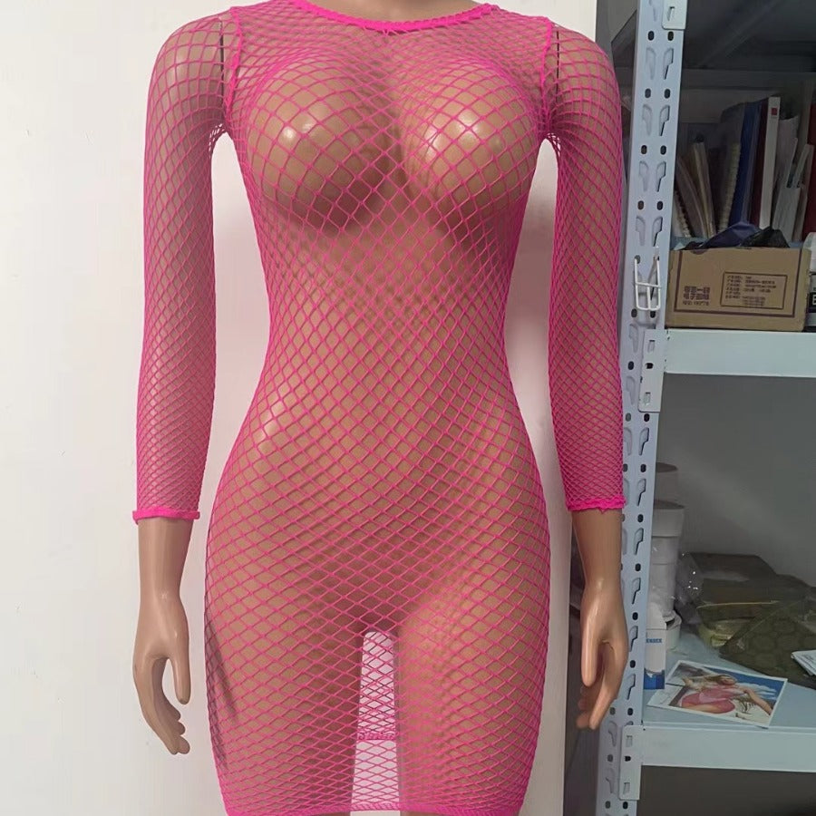 Plus Size Mesh Bodysuit - Hollow Out One-Piece Swimsuit