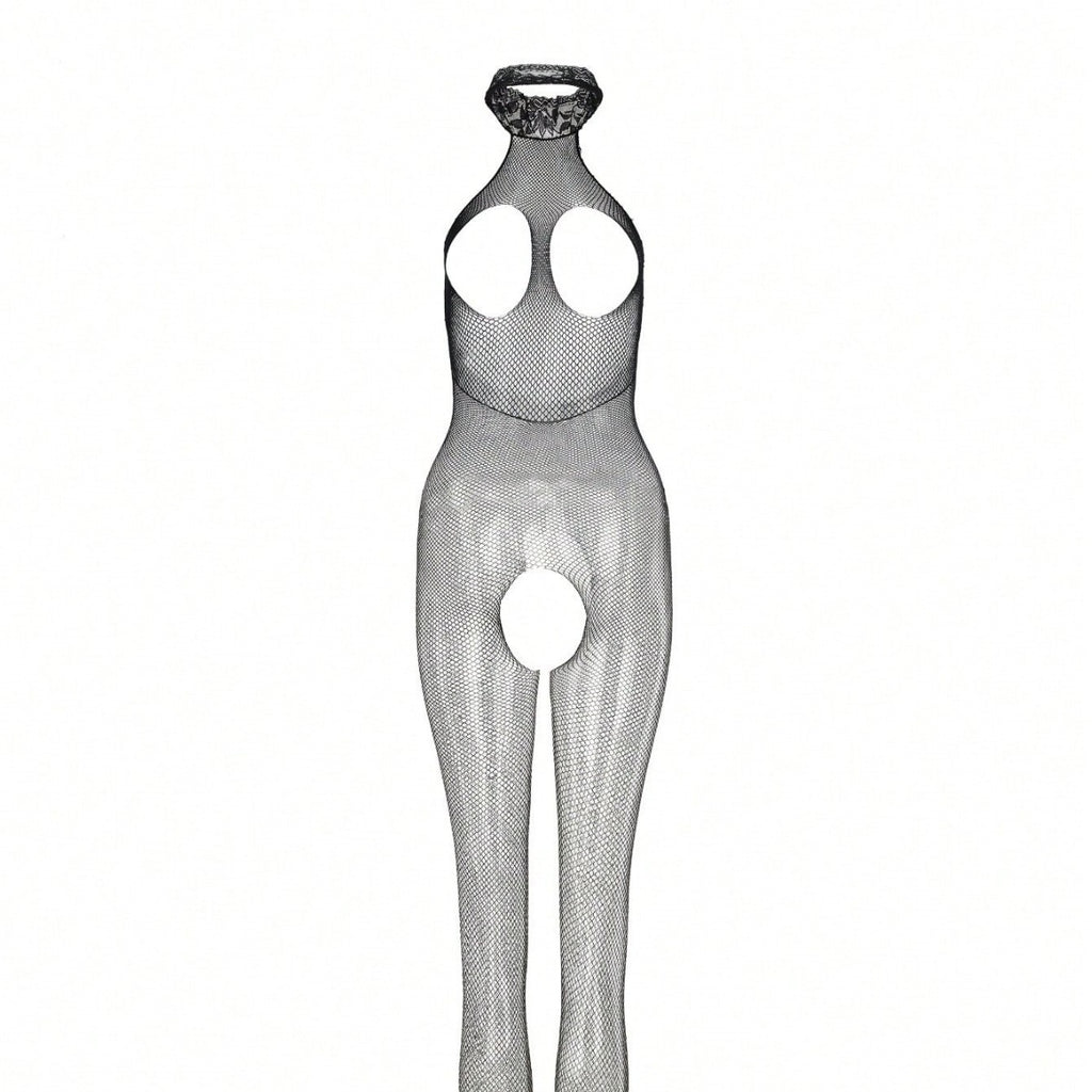 Halter Bodysuit with Stockings Set - One Piece Design
