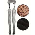 Jacquard Fishnet Pantyhose with Garter - Plus Size Tights