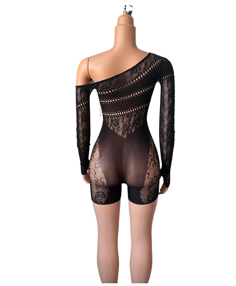 Off-Shoulder Mesh Nightdress - Fashion Sleepwear