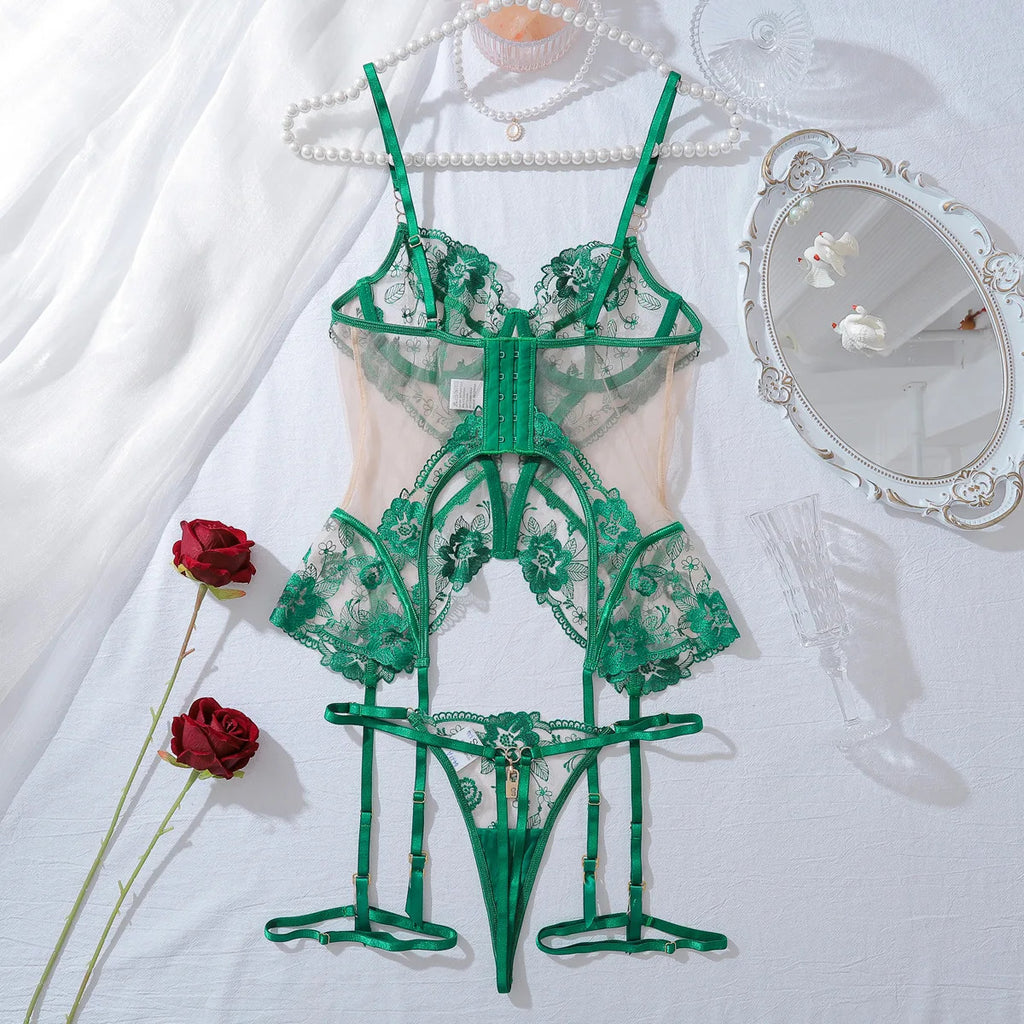 Ethereal Dreams Sheer Tulle Set - Delicate Lace Ensemble