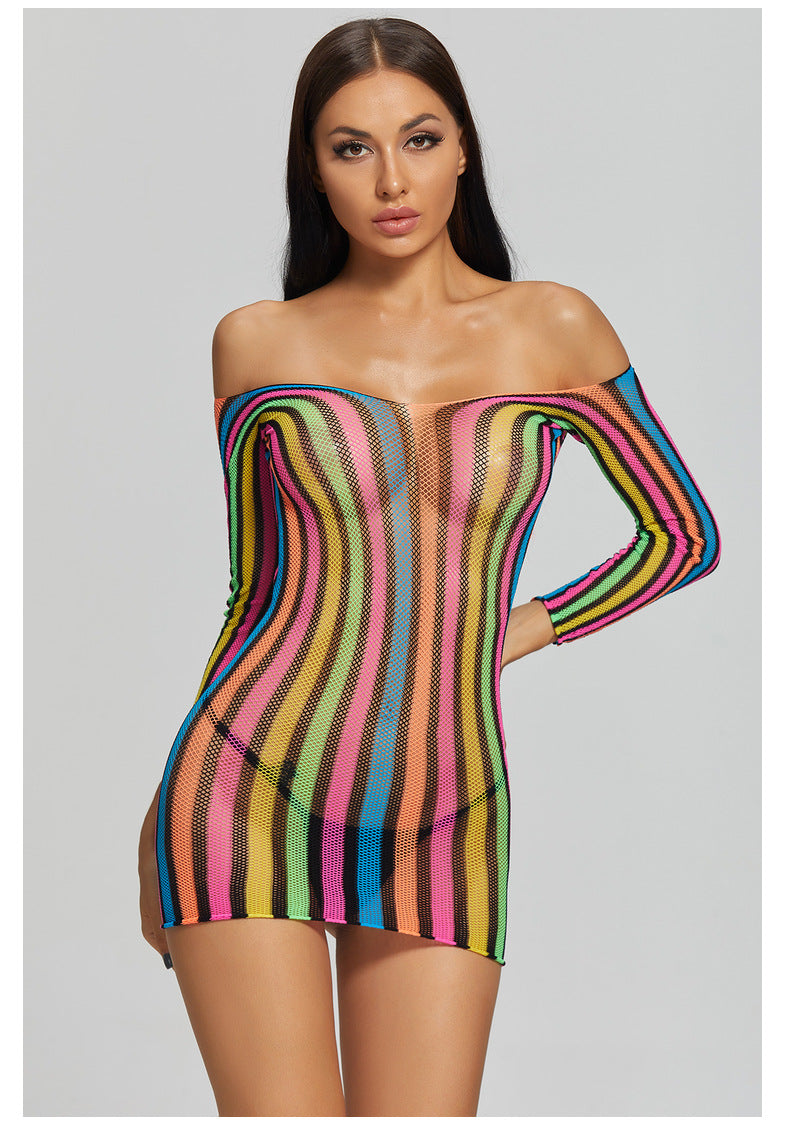 Bodycon Mesh Nightdress - One-Piece Sleepwear