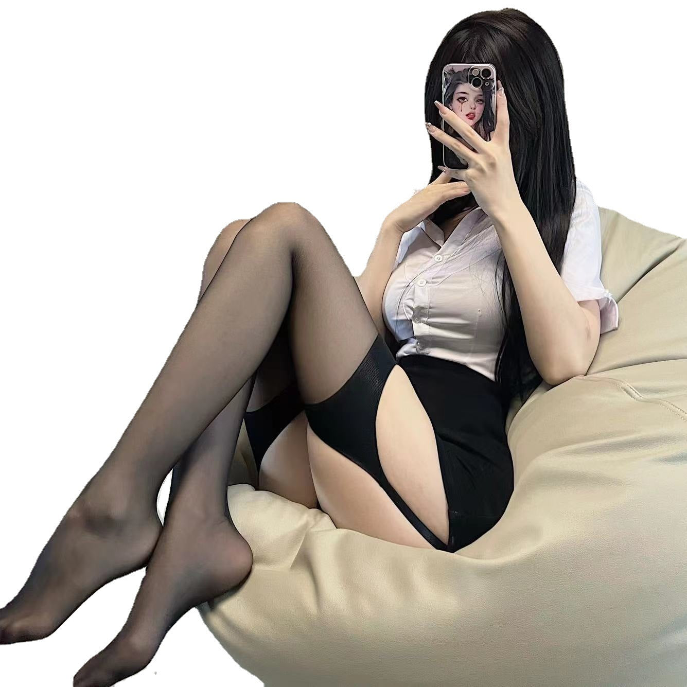 Ultra-Thin Over-the-Knee Long Tube One-Piece Pajamas