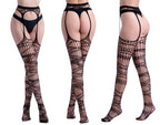 Jacquard Fishnet Pantyhose with Garter - Patterned Tights
