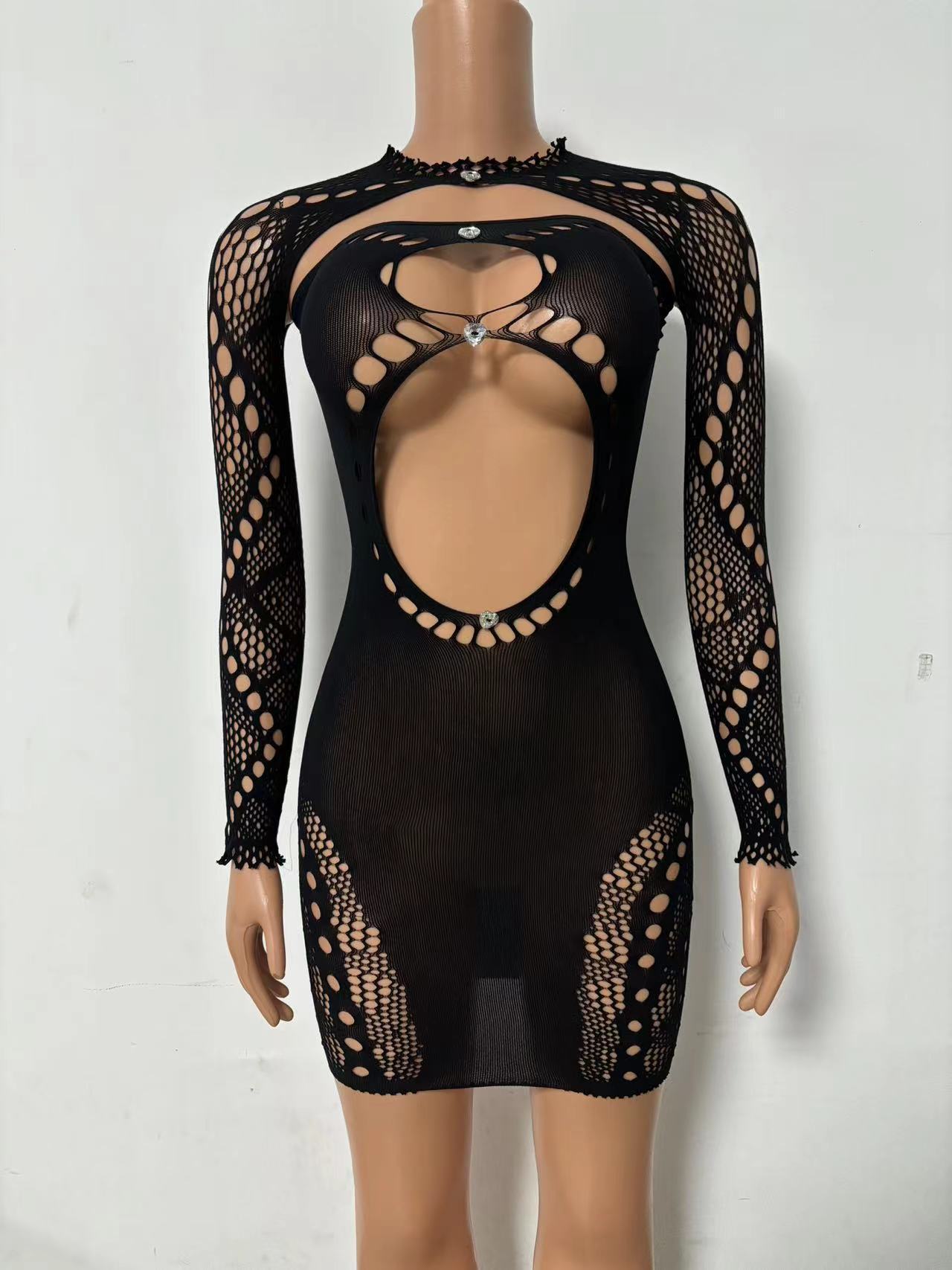 Round Neck Mesh Bodysuit - Strapless Shawl Style