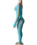 Plus Size Leopard Print Bodysuit - High Waist Slim Mesh Pajama Set