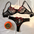 Enchanted Garden Embroidered Bra Set - Push Up Bralette