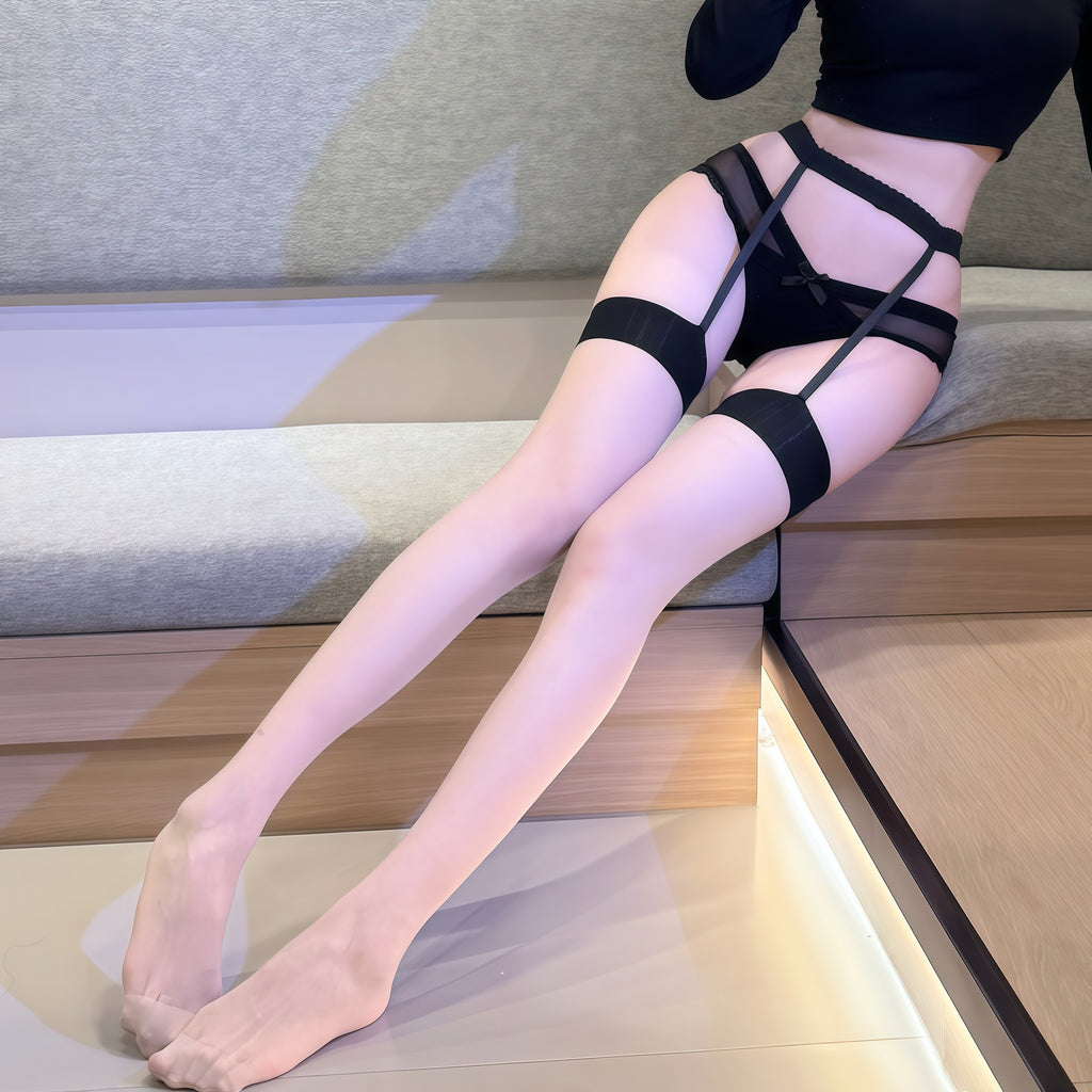Garter Belt Stockings Set - Ultra-Thin Thigh Highs
