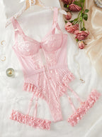 Passion Rose Floral Lace Set - Garter & Choker Collection
