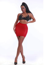 Plus Size Sheer Mini Skirt Set - Glossy Finish