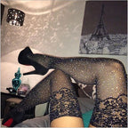 Rhinestone Jacquard Fishnet Stockings - Long Tube Over-the-Knee