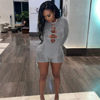 Mesh Bodycon Bodysuit - High Waist Long Sleeve Sleepwear