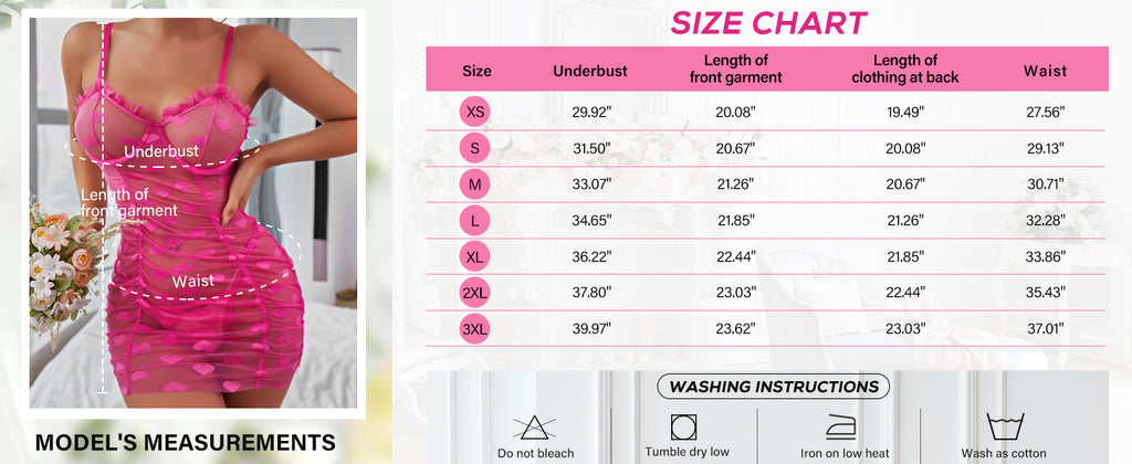 Sheer Heart Mesh Babydoll Set - Ruffle Cami Lingerie with Thong