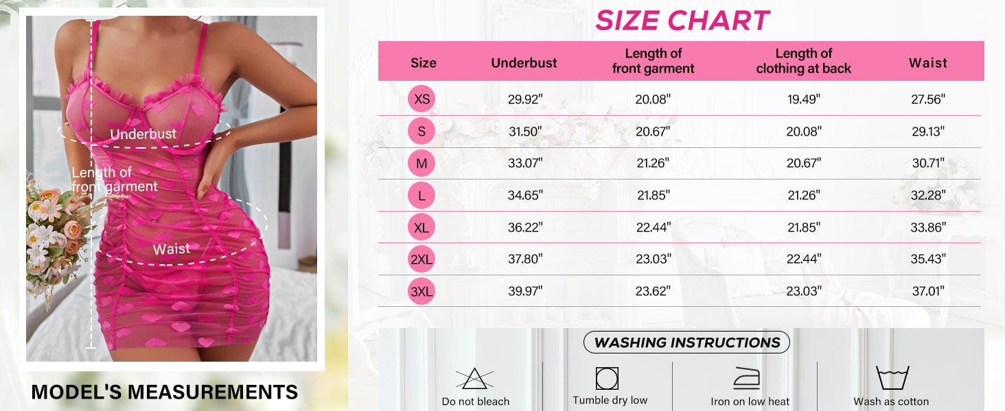 Sheer Heart Mesh Babydoll Set - Ruffle Cami Lingerie with Thong