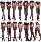 Garter Fishnet Stockings - Jacquard Pattern