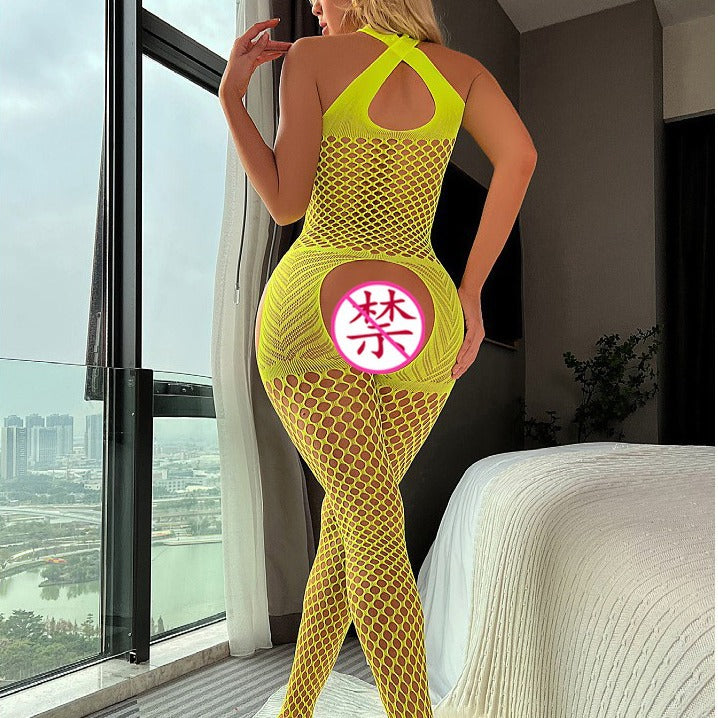 Plus Size Mesh Nightdress - One-Piece with Stockings