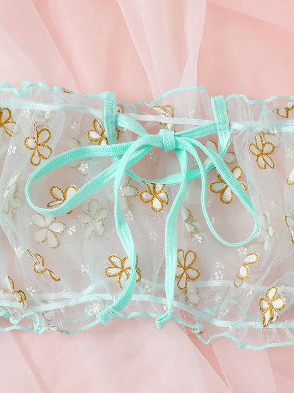 Butterfly Whispers Embroidery Set - 2 Piece Bowknot Lingerie