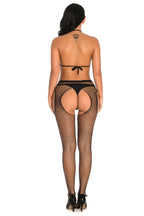 Rhinestone Mesh Dress with Stockings - Bikini Lingerie Set