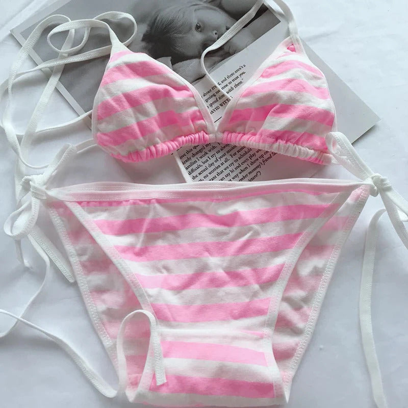 Sailor Stripes Cotton Bralette - Seamless Kawaii Set