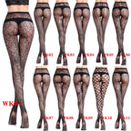 Jacquard Fishnet Stockings - Patterned Mesh Pantyhose Plus Size