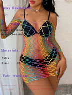 Colorful Fishnet Skirt - Bodycon Short Skirt Swimsuit