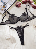 Butterfly Glamour Mesh Lingerie - Sequin Bra and Brief Set