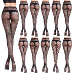 Jacquard Fishnet Stockings - Patterned Mesh Pantyhose Plus Size