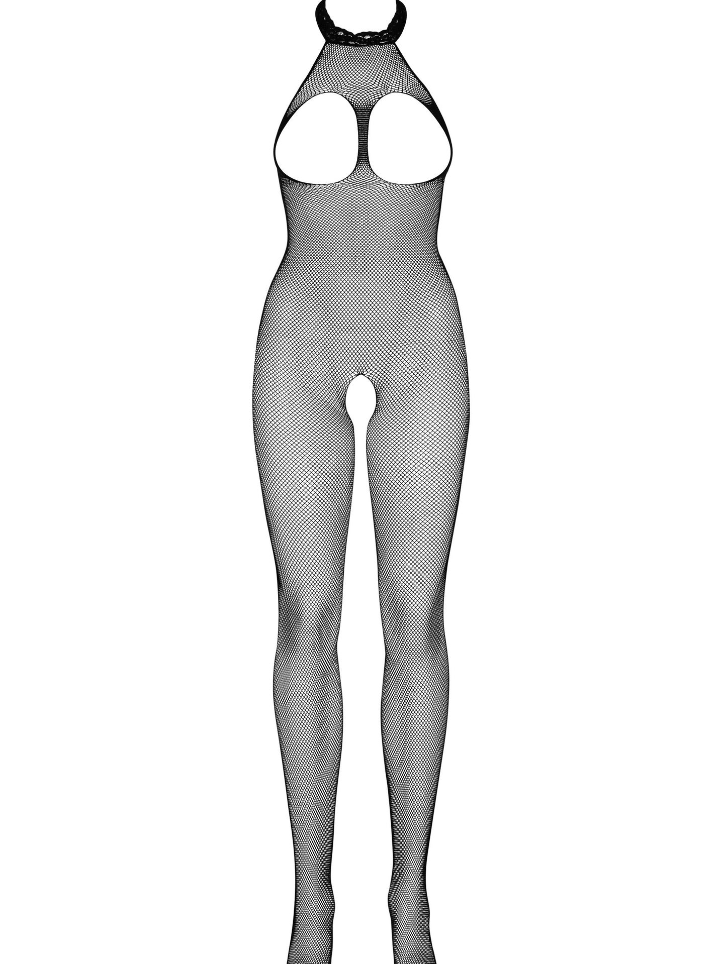 Halter Bodysuit with Stockings Set - One Piece Design