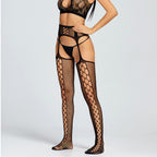 Fishnet Garter Stockings Set - Slim Fit Thigh Highs with Belt