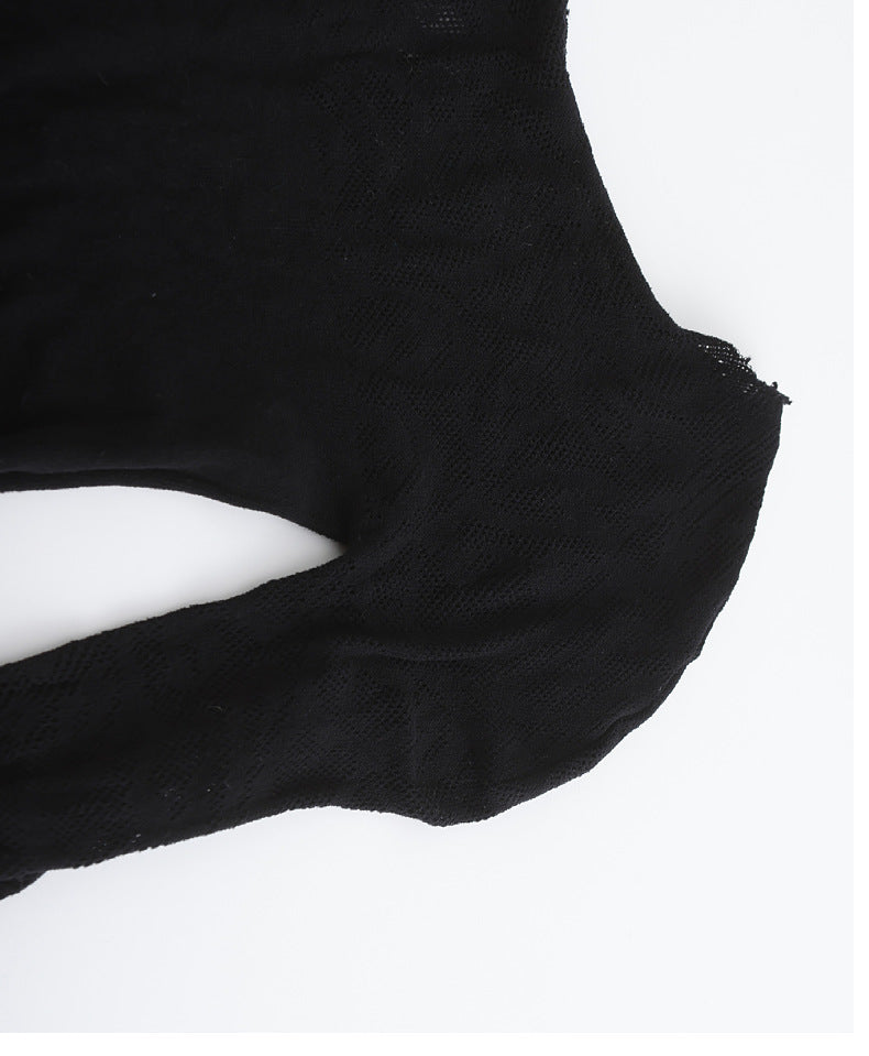 Mesh Bodycon Bodysuit - High Waist Long Sleeve Sleepwear