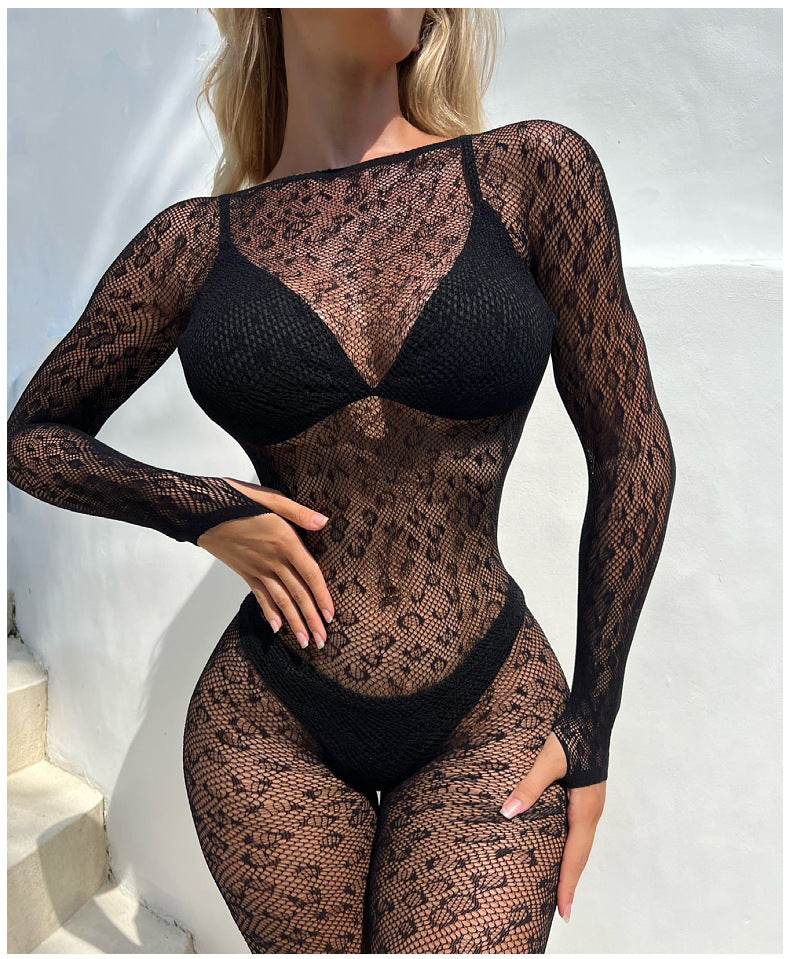 Leopard Print Mesh Bodysuit - Animal Print Style