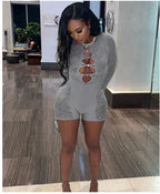 Mesh Bodycon Bodysuit - High Waist Long Sleeve Sleepwear