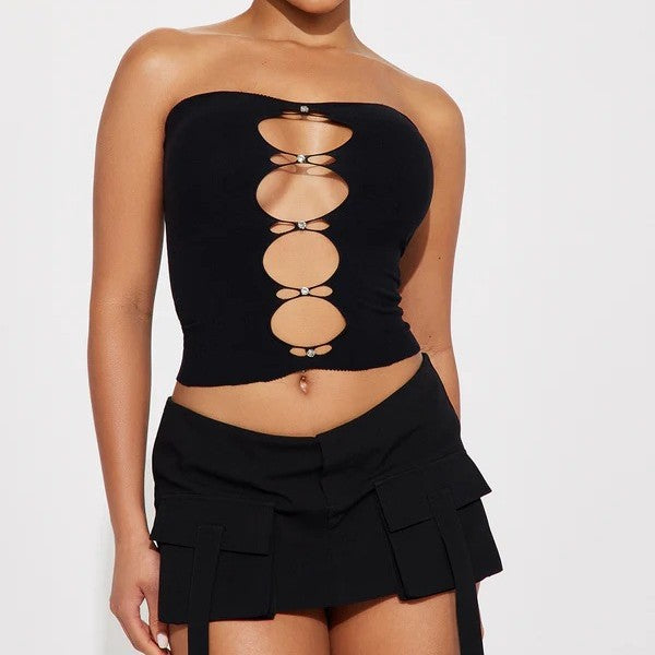 Hollow Out Tube Top Sleepwear Set - Fashion Design