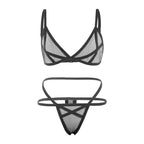 Midnight Corset Mesh Lingerie - Underwire Shapewear Set