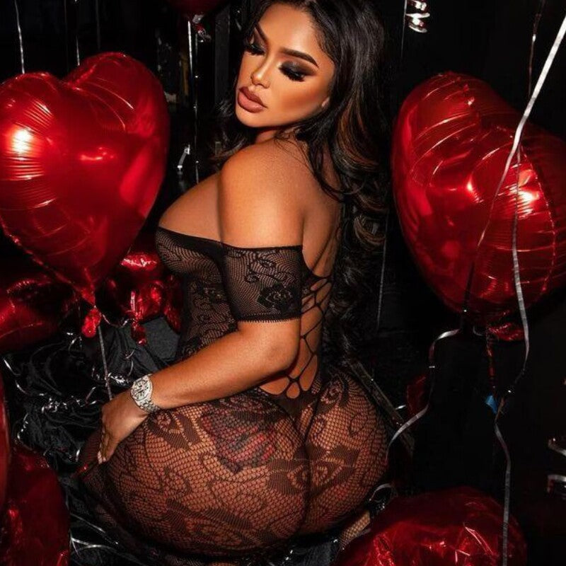 Short Sleeve Mesh Bodysuit - High Waist Slim Fit Top