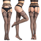 Garter Fishnet Stockings - Jacquard Pattern