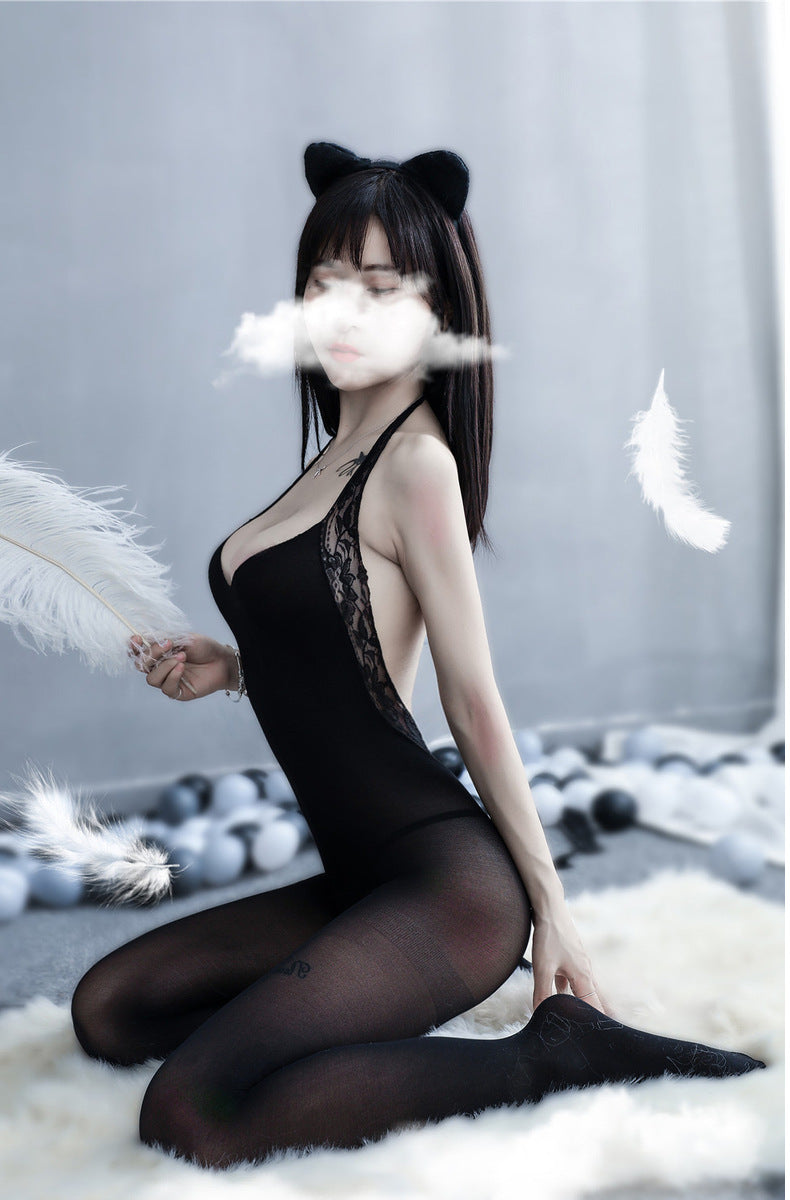 Lace Mesh Bodysuit - One Piece Sleepwear